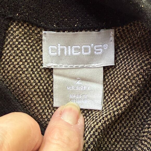 Chico's Gold Chain Link Print Sweater, Size 12 - Picture 7 of 9